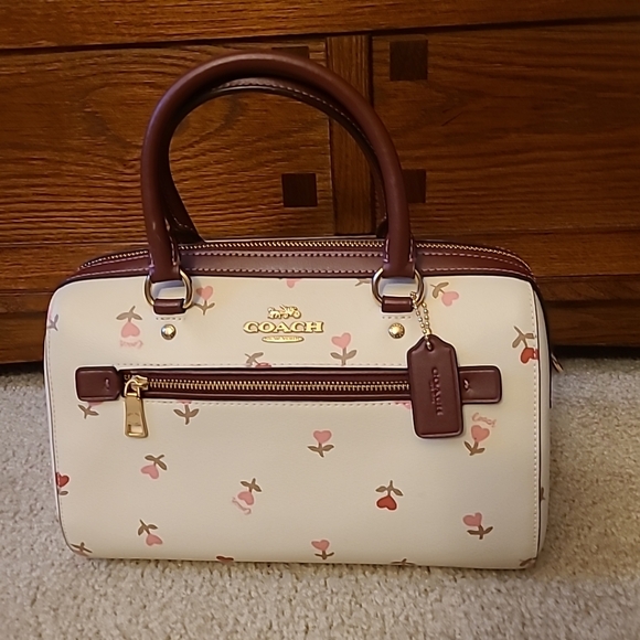 Coach Rowan Satchel Bag With Heart Floral Print - Picture 10 of 10